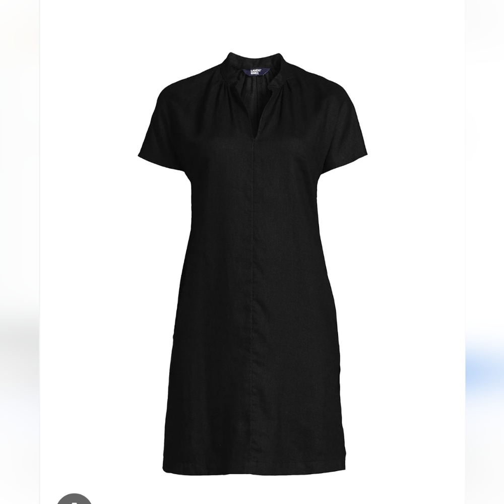 Lands' End Black Short-Sleeve Shirt Dress
